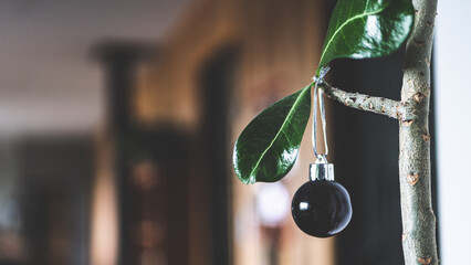 Christmas decorations ornament black glass ball minimalist