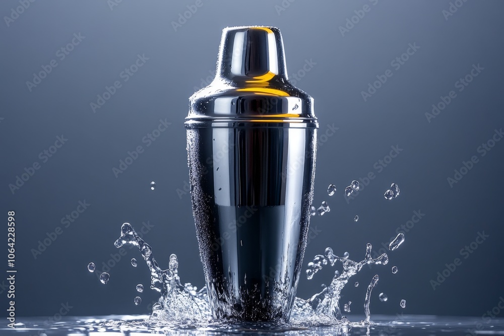 Aufkleber clean lines of a cocktail shaker being mixed, showing the shape and simplicity of mixing drinks