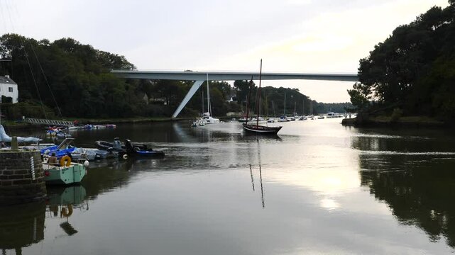 A view of the Bono harbor in the Morbihan area. Le Bono, France - November 4, 2024