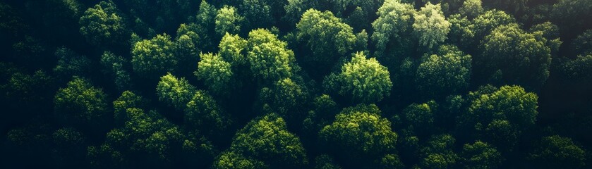 Obraz premium Aerial View of a Lush Green Forest Canopy