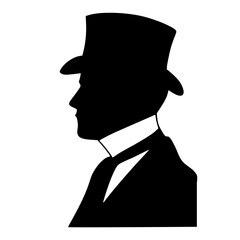 Gentlemen with hat victorian style silhouette 