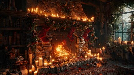 Obraz premium Cozy Christmas Fireplace