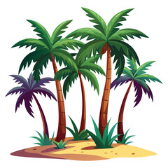 palms set on white background tropic exot