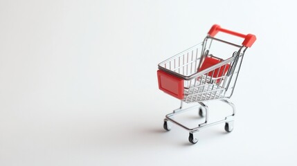 Miniature Shopping Cart on White Background