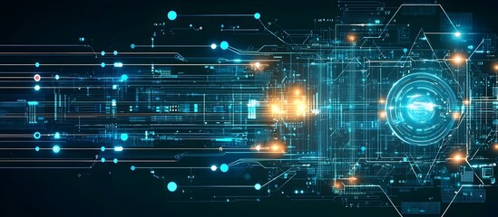 Obraz premium Glowing Teal Abstract Circuit Board Technology Background with Futuristic Digital Effect