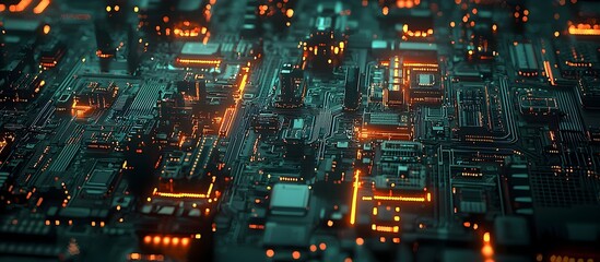 Obraz premium Glowing Teal Motherboard Abstract Digital Technology Background