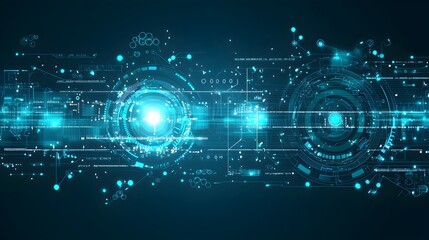 Fototapeta premium Glowing Teal Digital Circuit Board Abstract Technology Background