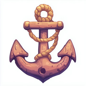 recommend clip art: Rope and anchor cartoon icon symbol design element, nautical ship boat sailing object clip art 
