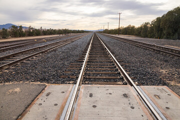 Fototapeta premium Train tracks through the desert