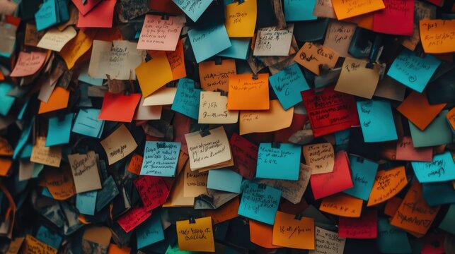 Colorful Sticky Notes on Wall for Creative Ideas