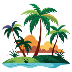 palms set on white background tropic exot