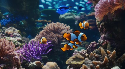 Obraz premium Underwater Splendor: Coral Reefs and Tropical Fish in 4K UHD