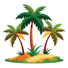 palms set on white background tropic exot