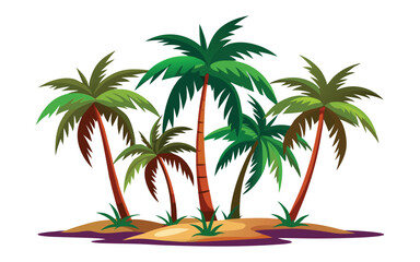 palms set on white background tropic exot
