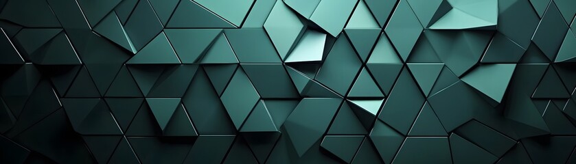 Abstract Geometric Pattern of Interlocking Triangles in Deep Green