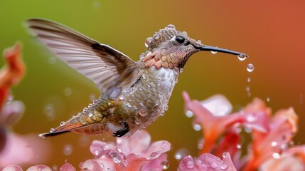 Naklejka premium Hummingbird in Rain