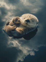 Cute Sea Otter Moments: Capturing the Endearing Behavior of a Sea Otter Paddling Through the Waves
