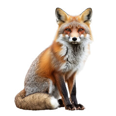 Red fox sitting transparent background  isolated  wildlife  animal  portrait  nature  furry    on transparent background