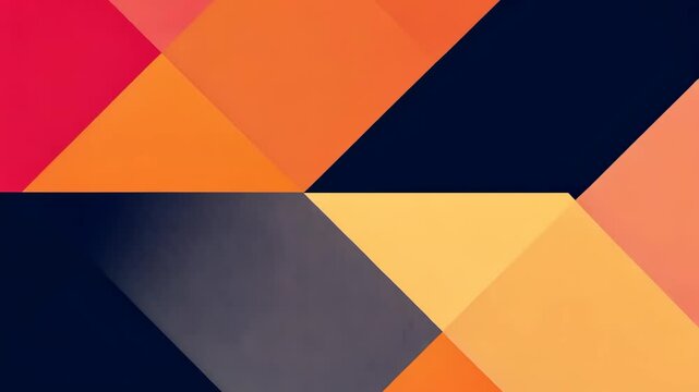 Abstract Geometric Art with Colorful Triangles in Warm Tones, Modern Digital Design for Home Decor or Background, Dynamic Pattern with Red, Pink, Yellow, and Blue Angles and Texture for Visual Impact