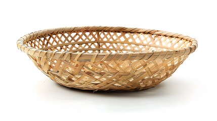 Obraz premium empty cane basket or tokri in hindi and topli in marathi, isolated over white background.