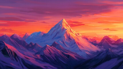 Fototapeta premium Majestic mountain range at sunrise with vibrant orange and pink skies