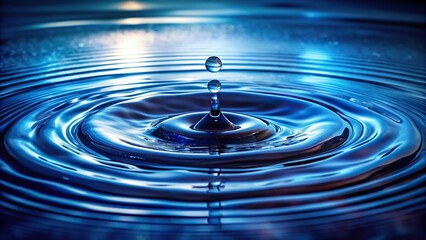 A mysterious indigo pool with dripping water, water feature, sound