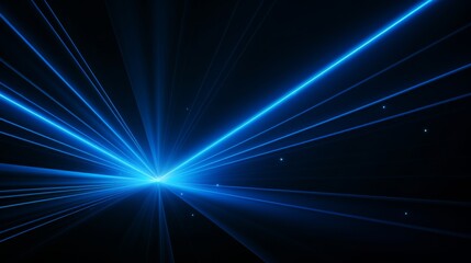 Blue laser beam light effect on a black background, vector illustration with glowing lines and sleek, modern design.