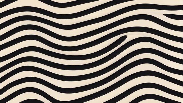 Abstract Black And White Wavy Modern Design, Monochrome Fluid Lines Creating Dynamic Optical Illusion, Zebra Minimalist Background For Digital Art And Textures 8k Wallpaper