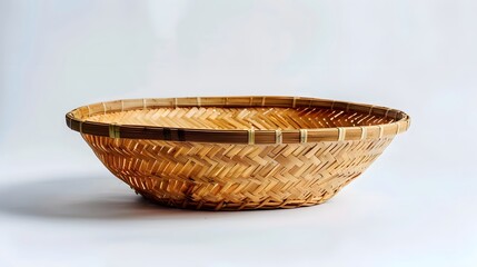 Fototapeta premium empty cane basket or tokri in hindi and topli in marathi, isolated over white background.