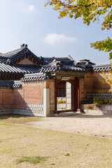 Naklejka premium Traditional Architecture in Gyeongbokgung Palace. Seoul, Korea