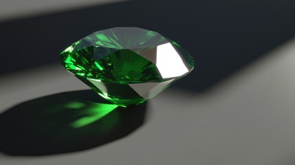 Fototapeta premium Polished Emerald Close-Up on Dark Surface