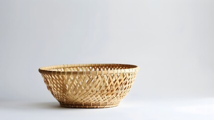 Fototapeta premium empty cane basket or tokri in hindi and topli in marathi, isolated over white background.