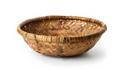 empty cane basket or tokri in hindi and topli in marathi, isolated over white background.