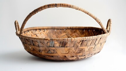empty cane basket or tokri in hindi and topli in marathi, isolated over white background.