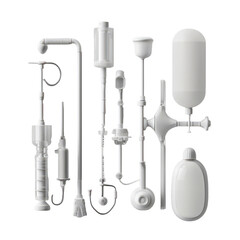 Obraz premium White Plastic Tubes And Bottles Abstract Composition on transparent background