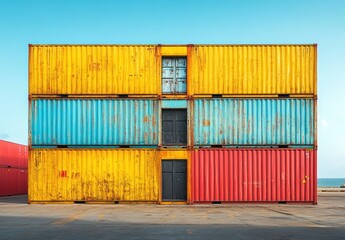 Fototapeta premium Stacked Shipping Containers
