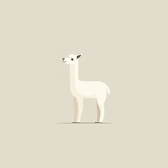 White Alpaca Standing on a Neutral Background