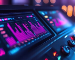 Obraz premium Daily fitness motivation with vibrant charts and graphs, sleek design, soft lighting, dynamic energy