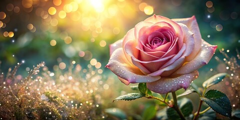 enchanting garden with sparkling light