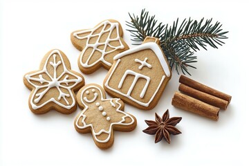 A plate of gingerbread cookies with a house and a star on top