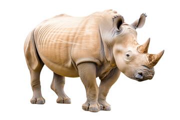 Obraz premium White rhinoceros standing transparent background on transparent background