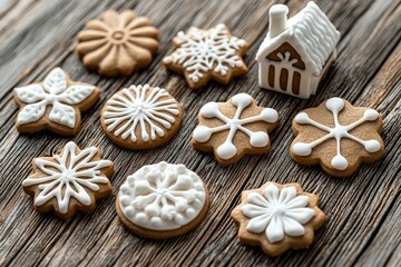 Fototapeta premium A variety of cookies with snowflakes