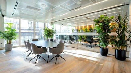 Dynamic Work Environment: Open-Plan Office with Contemporary Furniture and Meeting Pod