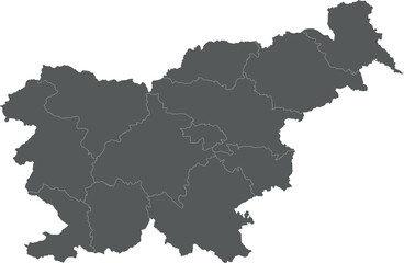 Vector blank map of Slovenia with statistical regions or territories and administrative divisions. Editable and clearly labeled layers.