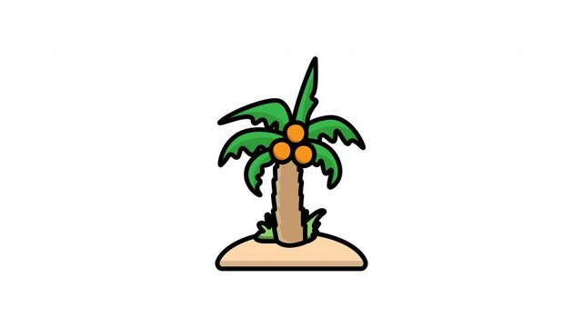 icon tropical coconut tree animation 2d minimalist illustration motion graphic