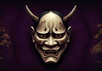 Naklejka premium 般若の面, 能の面,イラスト｜Hannya mask, Noh mask, Illustration