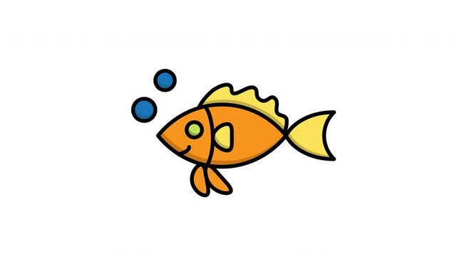 icon fish sea wave tropical animation 2d minimalist illustration graphic