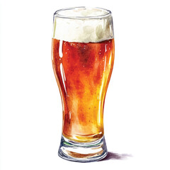 a glass of Beer watercolor clipart illustration