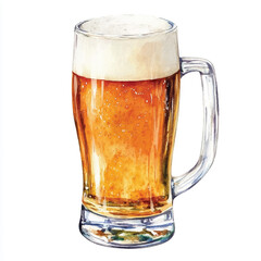 a glass of Beer watercolor clipart illustration
