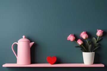 Modern Shelf with Blue and White Books
